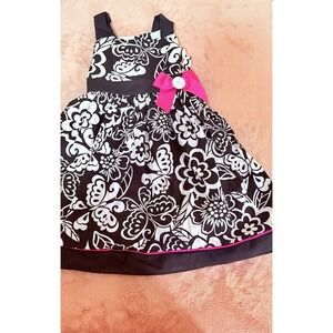 Vintage Good lad 4t Black And White With hot Pink Dress Little Girl Retro Outfit